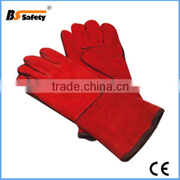 BSSAFETY A/B grade COW SPLIT LEATHER long red welding gloves