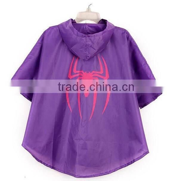 Wholesale 2017 new popular polyester waterproof super hero kids raincoats