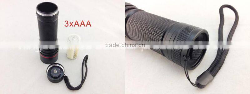 Hot sale factory price XPE/XPG/T6 zoom 3*AAA torch led, solar flashlight torch,flashlight led