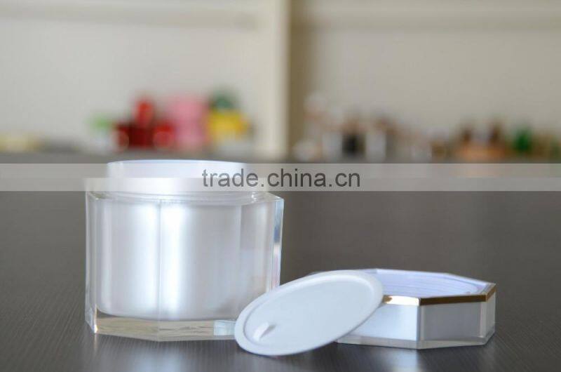 2016 unique new high quality hexagon acrylic cream jars
