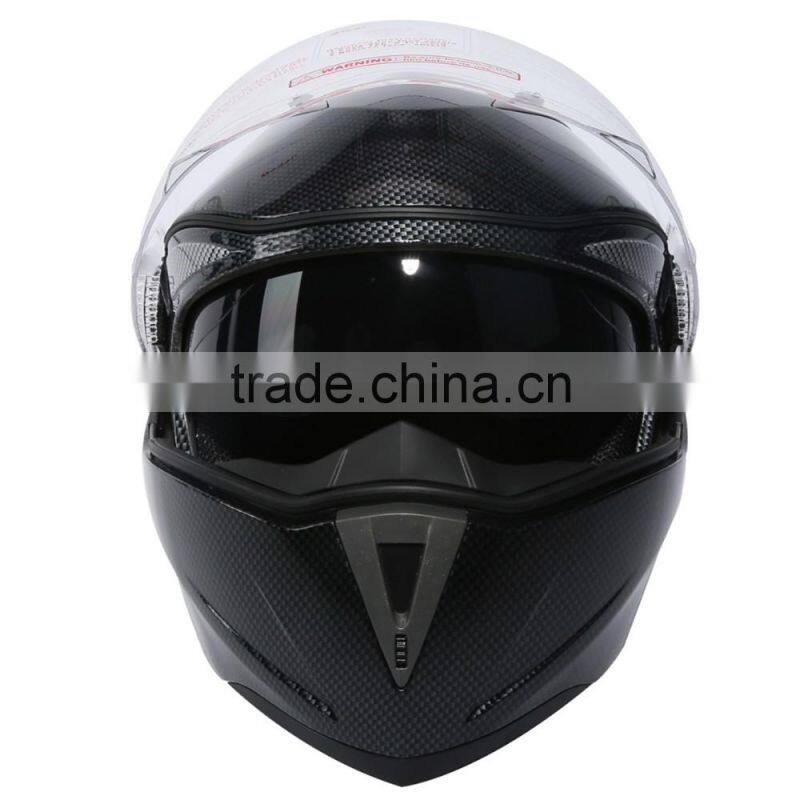DOT Carbon Modular Dual-Visor Flip Up Sun Motorcycle Full Face Helmet S M L XL