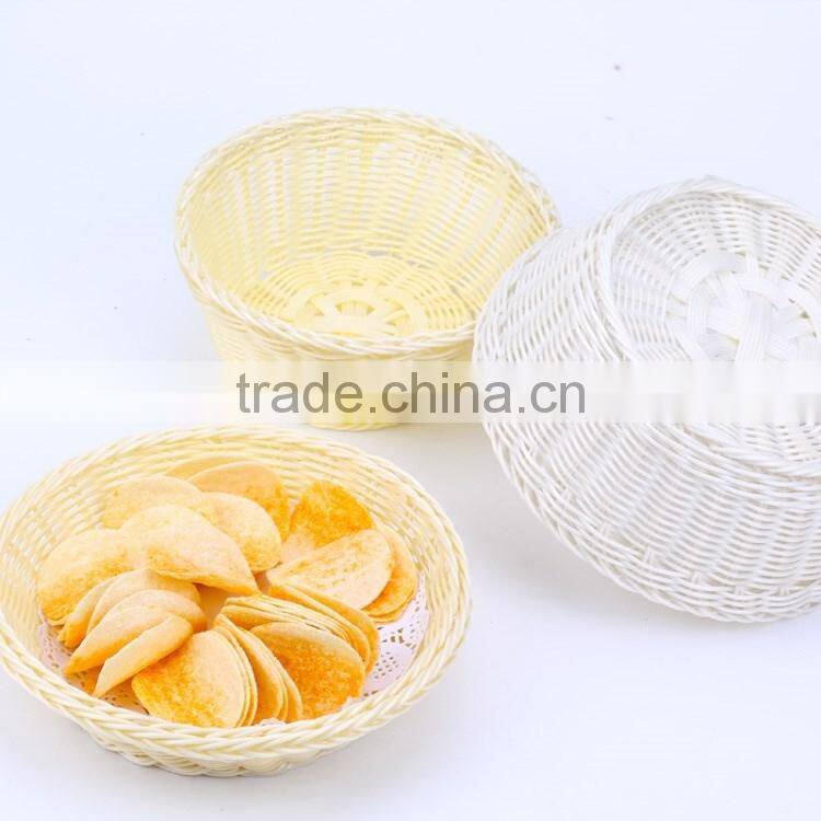 S&D Stronger durable poly rattan small wick washable storage fruit basket plastic bread basket