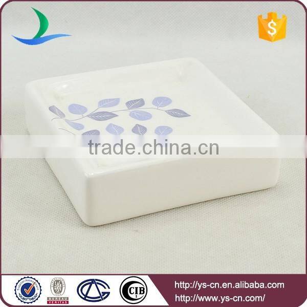 4pcs white leaf design decal ceramic bathroom accessories