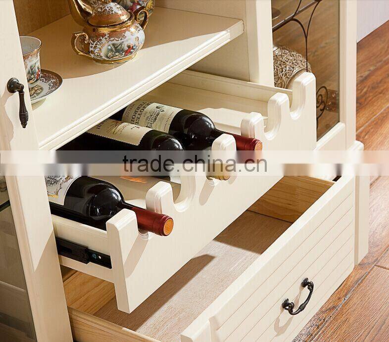 Mediterranean style solid wood dining room white two doors sideboard