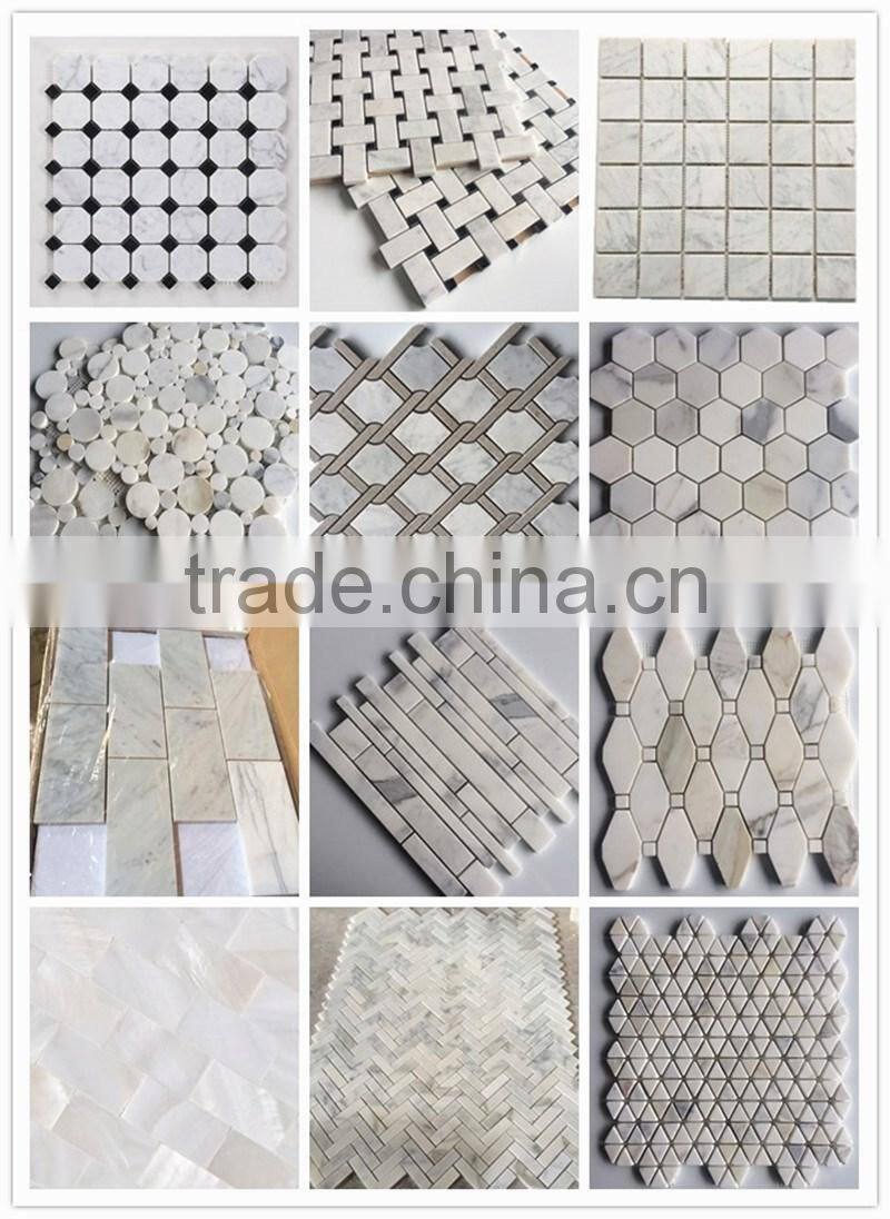 White mix black herringbone mosaic tile