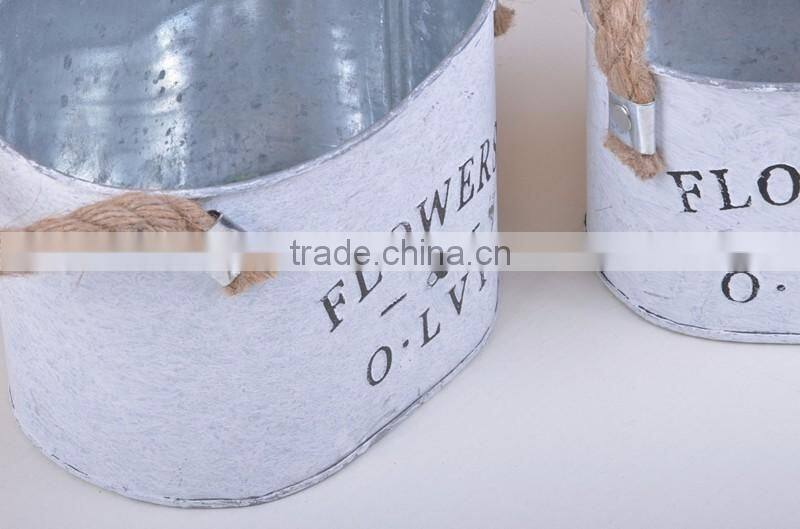 shabby chic home decor hanging galvanized metal flower market bucket for balcony