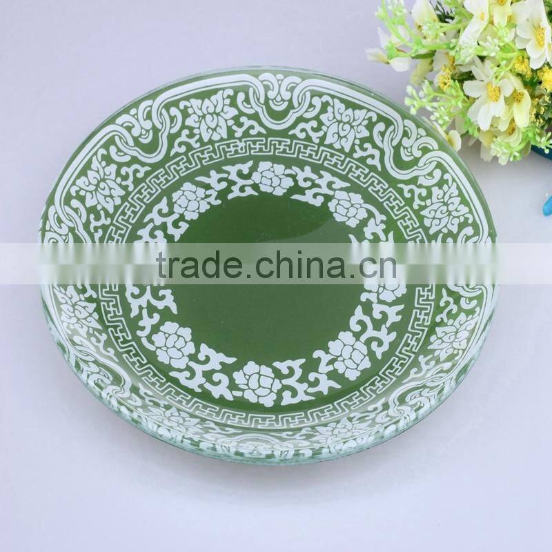 30 x 30 cm Wholesale customed Round shape glass fruit dish with color spray