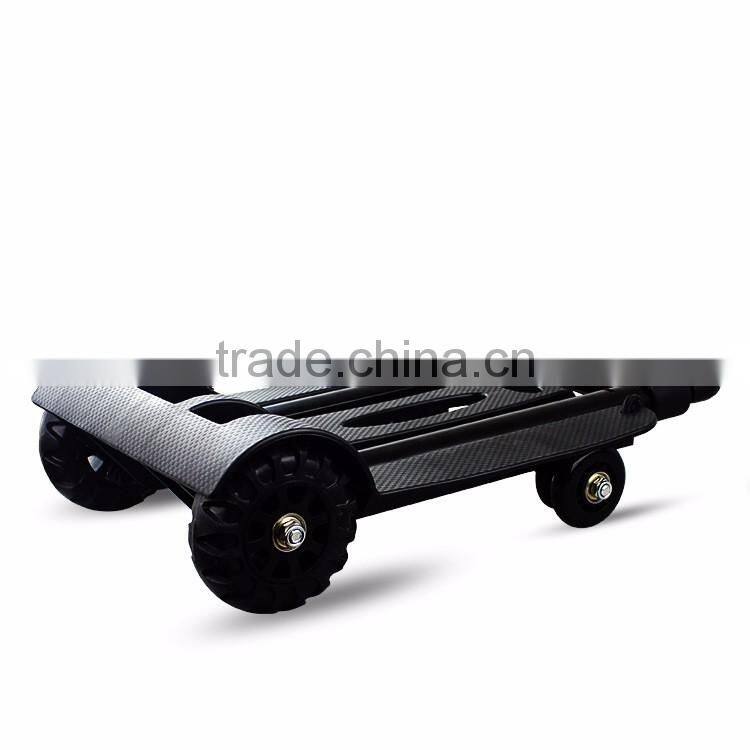 Mini Folding Shopping Cart with 2 Wheels/Lightweight Black Iron Alloy Folding Luggage Cart/ Portable Hand Trolley