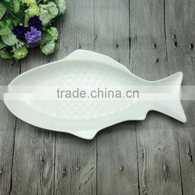 Durable hotel used fish dish cheap wholesale ceramic white dinner plate