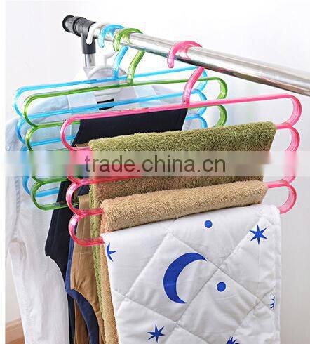 Fashion Colorful 4Layer Plastic Trousers Hanger Towel Hanger Clothes Hanger