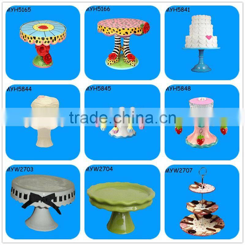 Strawberry decorated ceramic Cake Stand Handles