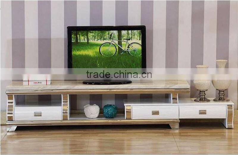 hot selling royal luxury high gloss stainless steel TV stand/cabinet design E1073