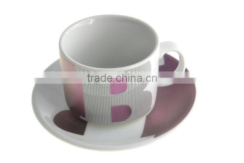 High Quality Porcelain Metallic Colors Teacup And Saucers Set