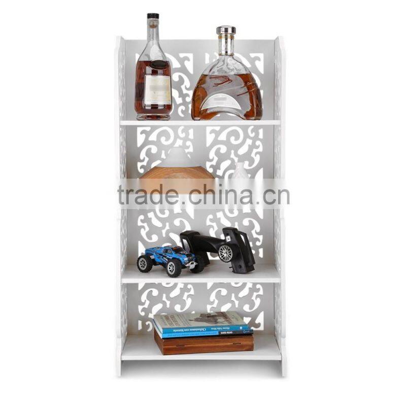 4-Tier White Modular Cut-Out WPC Home Storage Organizer Shelving Rack Unit Bookcase Shelf