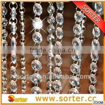 Octagon clear color crystal bead chain curtain