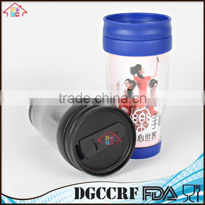 NBRSC Hot Cold Double walled plastic Vacuum Insulated tumblers, thermos auto travel mug , plastic thermal car mug