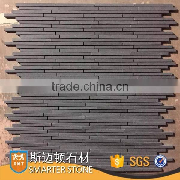 Dark color grey basket weave tile black basalt mosaic tile