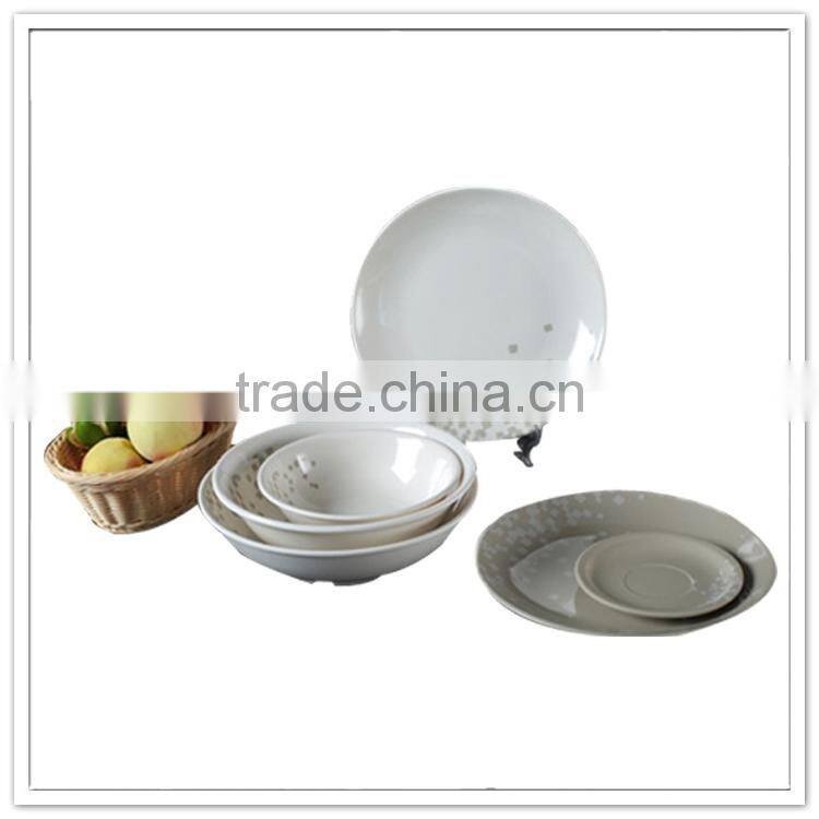 Delicate traditional design 6pcs bowl & plates pure white ceramic-like delicate