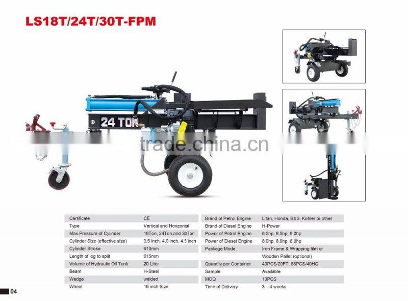 Good quality cheap price wholesaler 24T Mechanical Log Splitter, petrol engine cheap log splitter for sale