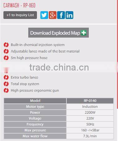 RP-1160 RONIX CARWASHER 2200W, induction motor ,7.3L/min, 160+-5 bar