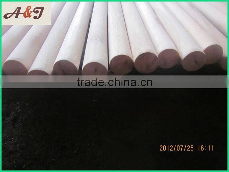 natural wooden broom stick one end flat one end dome