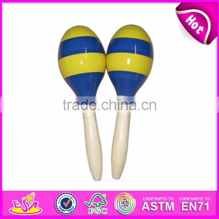 2017 Wholesale educational baby toys wooden musical maracas W07I046