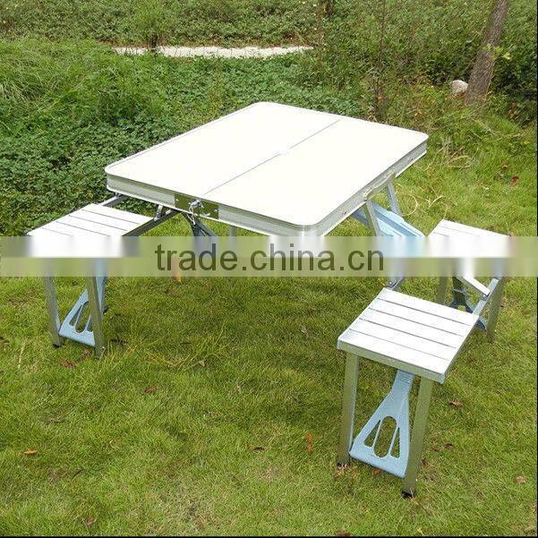 4 person aluminum table with folding seats for picnic