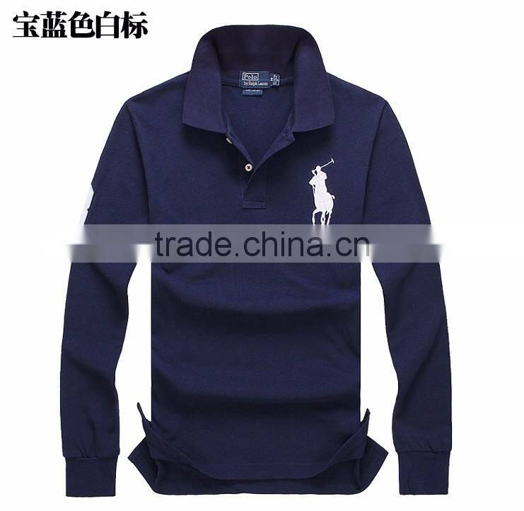 high quality 100% cotton long sleeve golf polo shirt with knit collar