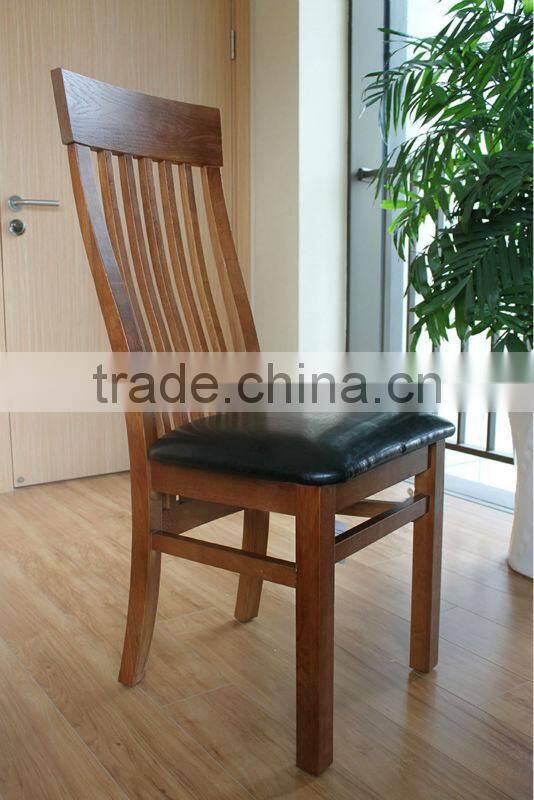 restaurant furniture solid wood dining chair with PU leather seat