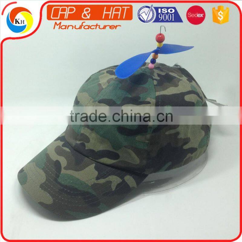 New Style Children 6 Panel Camouflage Baseball Cap With Helicopter Propeller