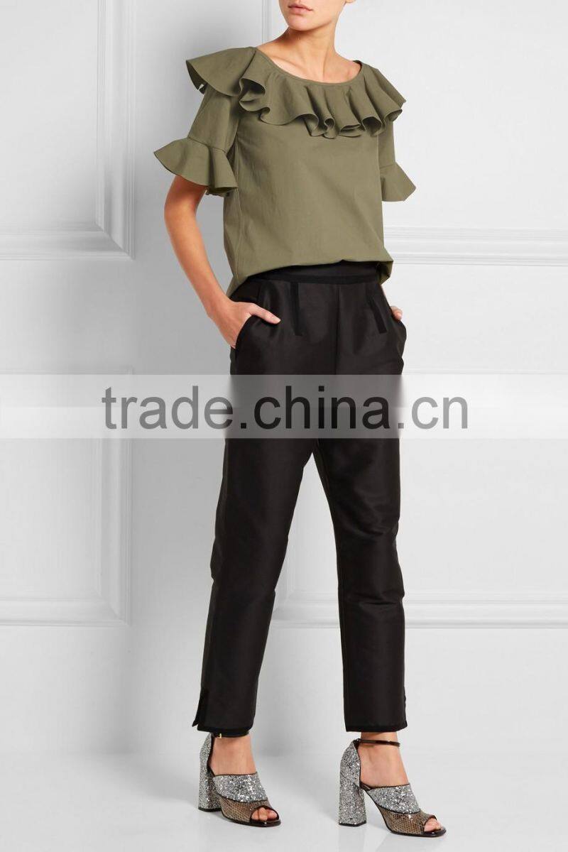 Pictures of girls cotton tops 2016 neck design fashion crop top HST3762