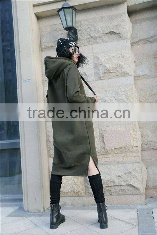 Ladies plain color simple trendy Korean style long sleeve casual autumn hoody dress