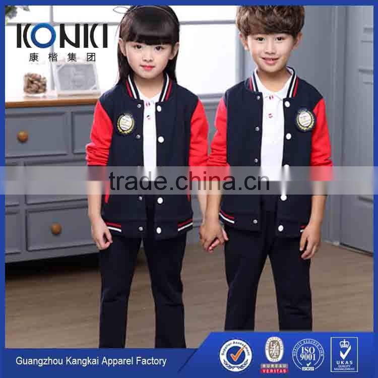 high quality primary school uniform design 100% cotton uniform