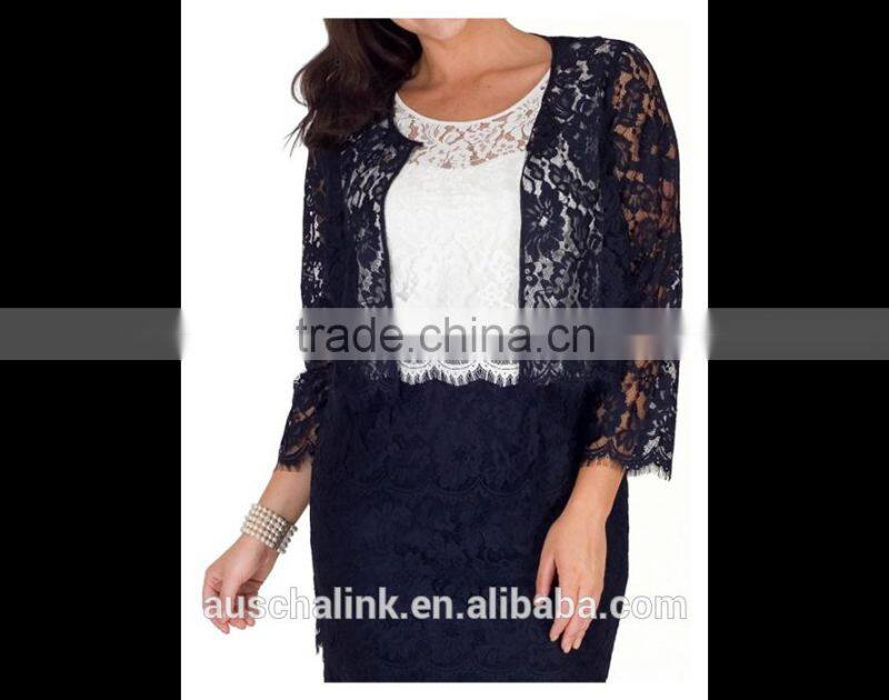 best selling women spring fashion blue lace jacket OEM service