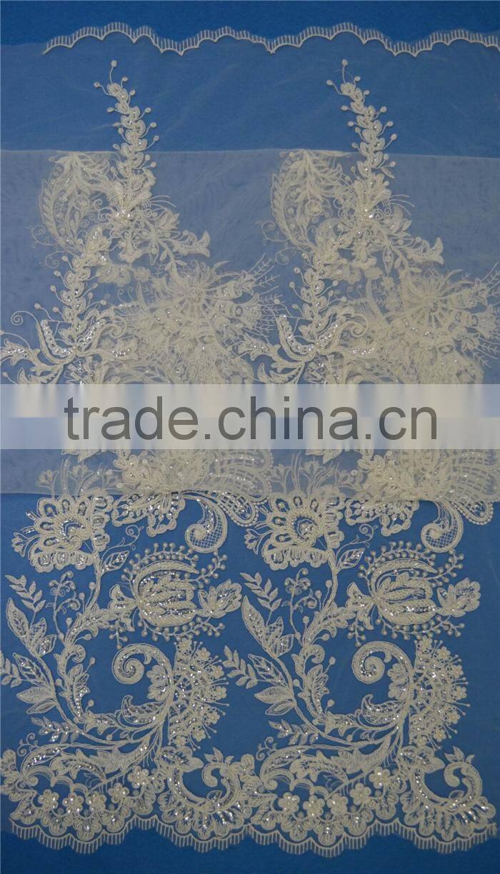 African indian pearls beaded bridal swiss voile sequin net lace fabric