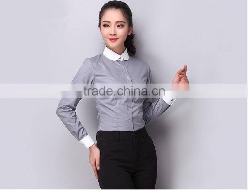 2015 latest customized office slim fit shirts ladies blouse