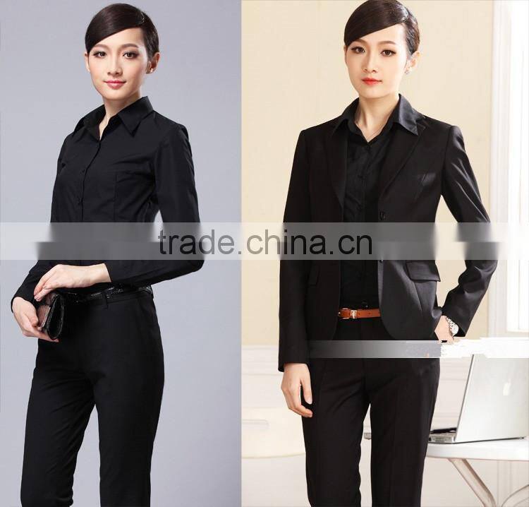 2015 latest design fashion cutting black long sleeve ladies blouse