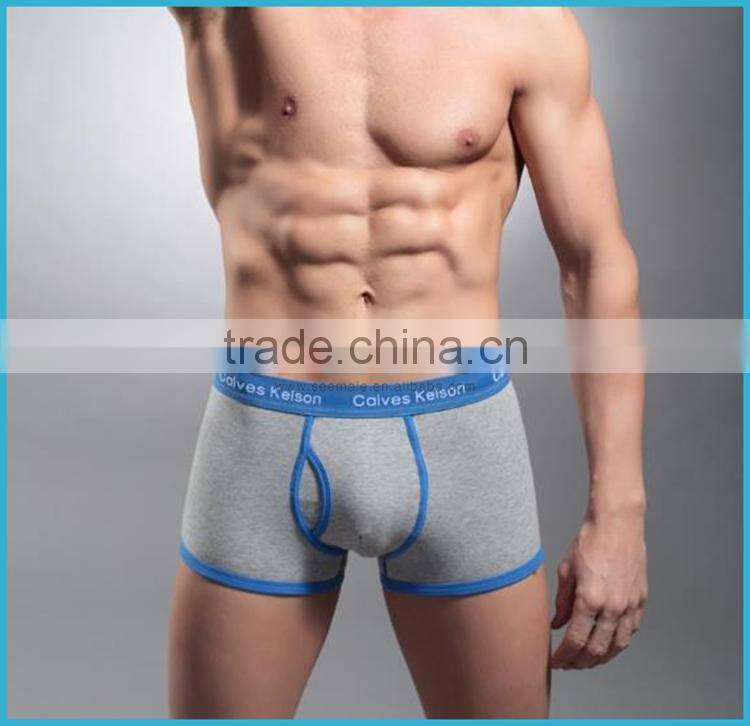 Custom 95 Cotton 5 Elastan Boxer Men Underwear Your Brand Open Flap Boxer Shorts with Pocket Wide Elastic Waistband