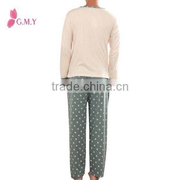 Couple Lover Stars Printed Flannel Long Sleeve Pajamas Set Nightwear