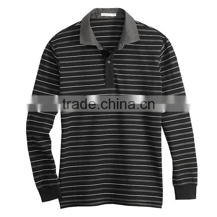Office formal wear yarn dyed stripe polo t shirt,polo shirt long sleeve