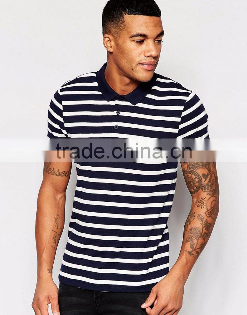 New Arrival Wholesale Price Summer Casual 180g 100% Cotton Custom Short Sleeve Stripe Mens POLO Shirt
