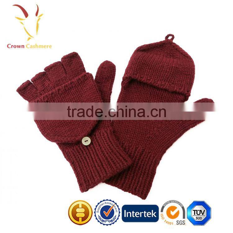 Custom Brown Fingerless Cashmere Mittens Gloves