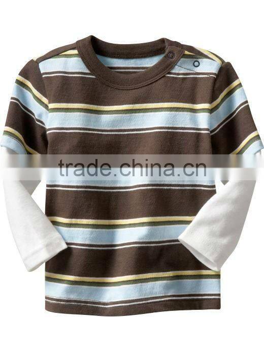 BOYS PRINTED LONG SLEEVE T.SHIRT WITH CONTRAST SLEEVES