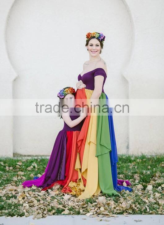 Newborn Gown Momy And Me Boho Dress Chiffon Mother Daughter Matching Dress