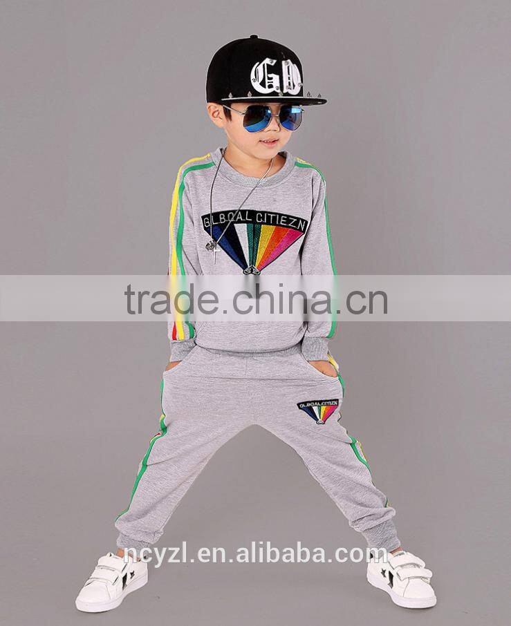 fashion casual 3d printing diamond or words cotton kids hoodies and sports clothes sets