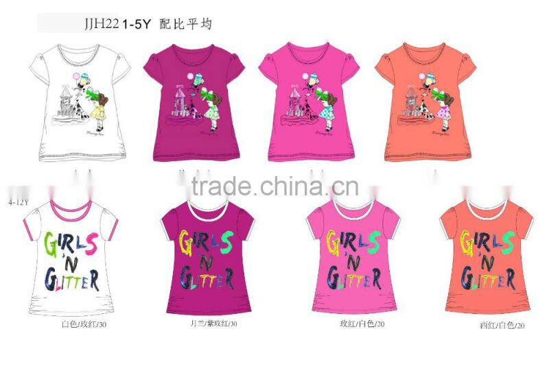 wholesale stocklot girl t shirt branded short Sleeve chidren top