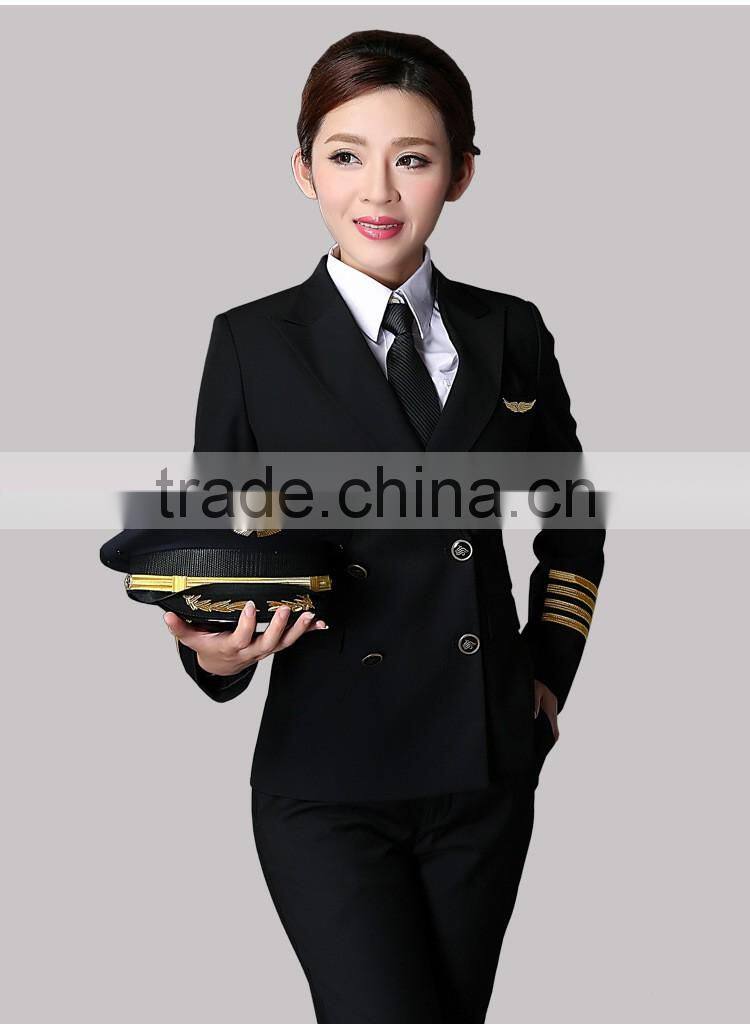 Juqian Green Classic Tailor Made Women Airline Suits Uniform female airline pilot uniforms