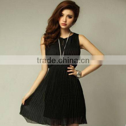 Wholesale Casual Chiffon Pleated Women Dresses