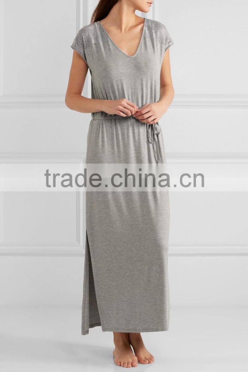 Sleepwear Women! High Quality Soft Viscose Blend Lace-Paneled Stretch Jersey Nightdress