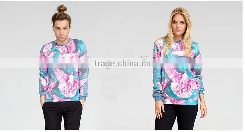 Custom unisex 3D pink dove sublimation popular casual sweatshirt